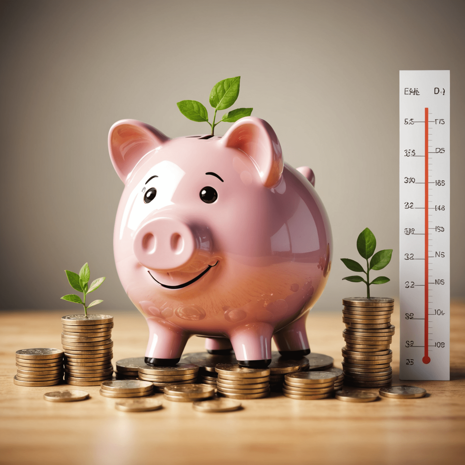 Illustration of a piggy bank with coins and growth chart, representing savings strategies for beginners