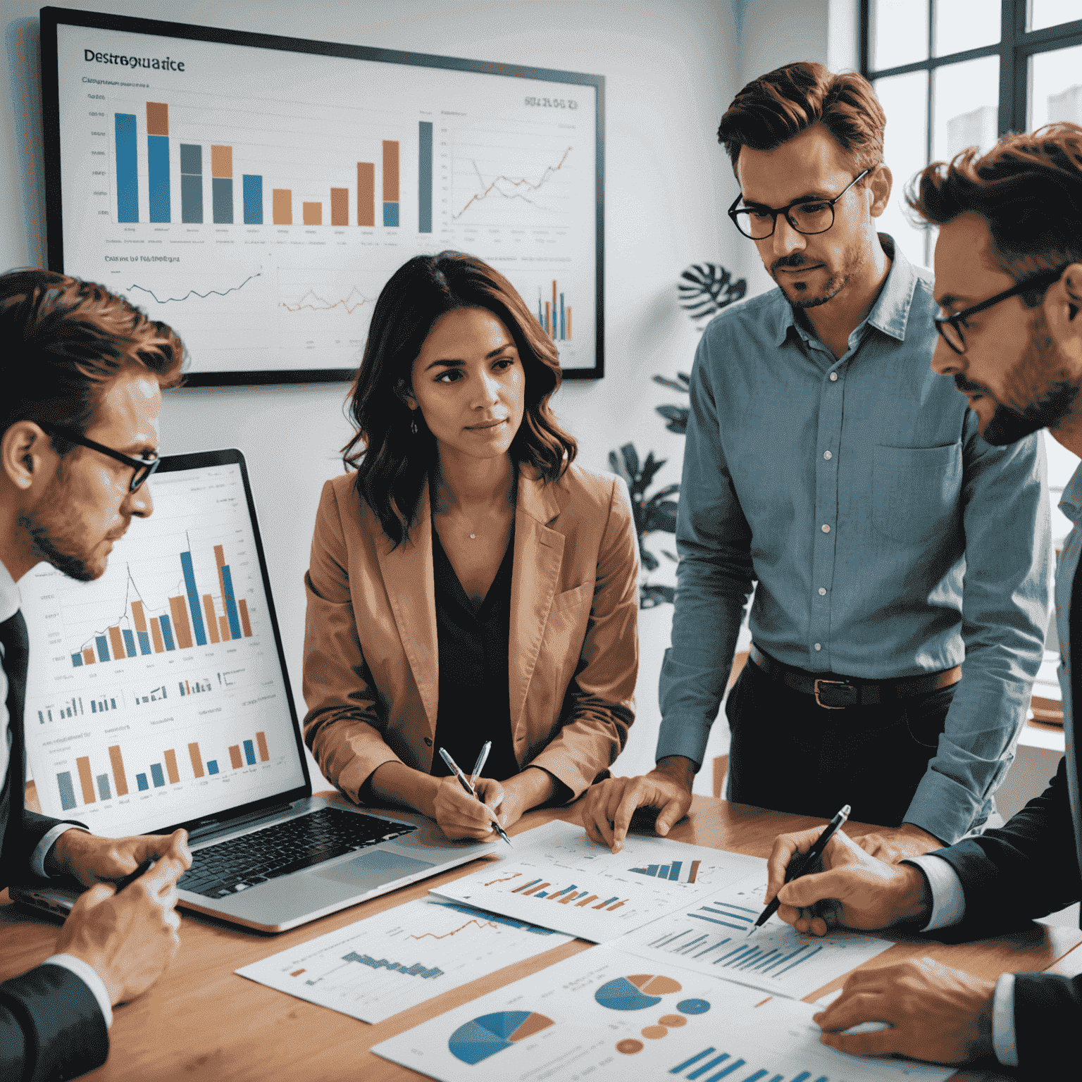 A diverse group of people looking at financial charts and graphs, representing the basics of investing