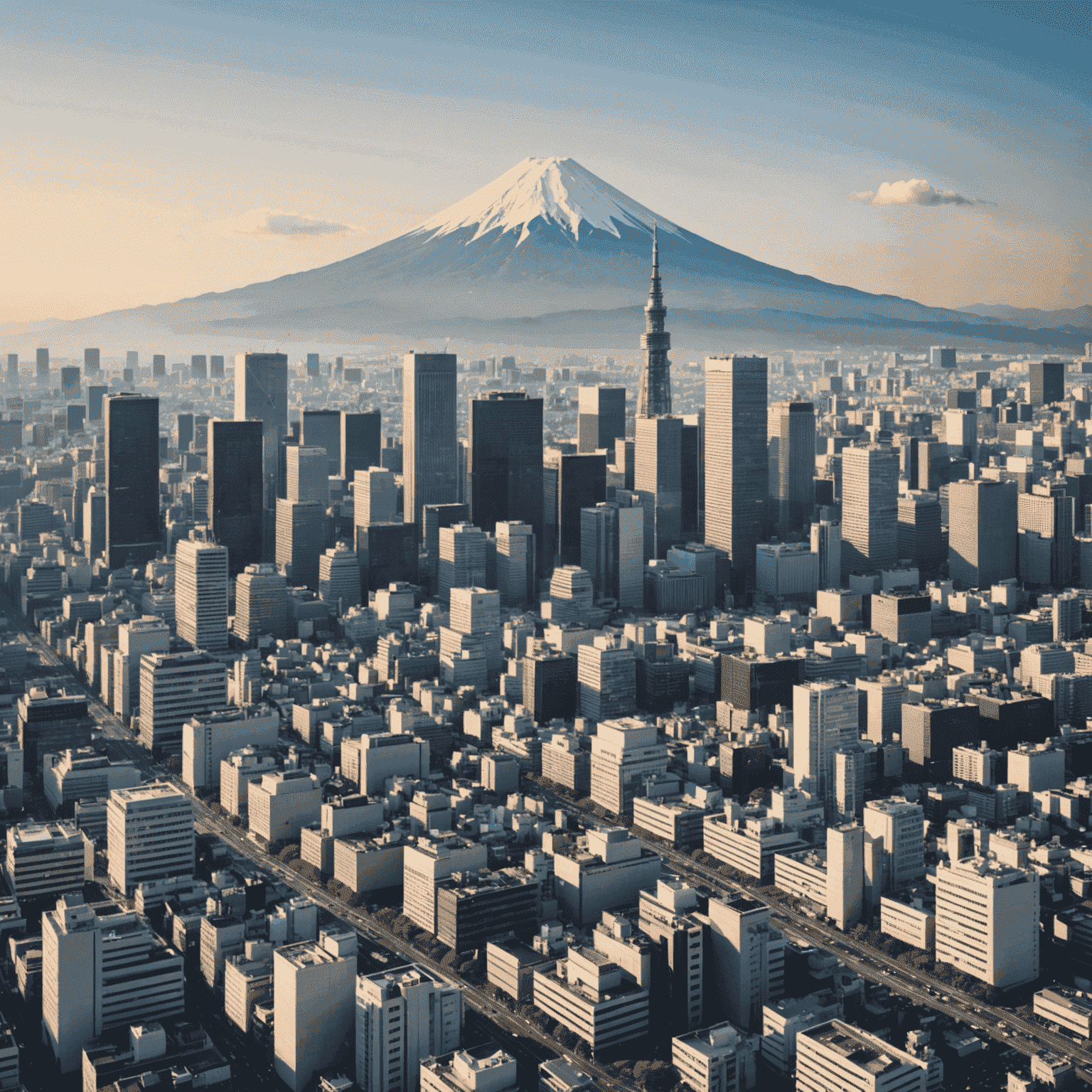 Tokyo skyline with financial district buildings and Mount Fuji in the background, symbolizing the Japanese investment landscape