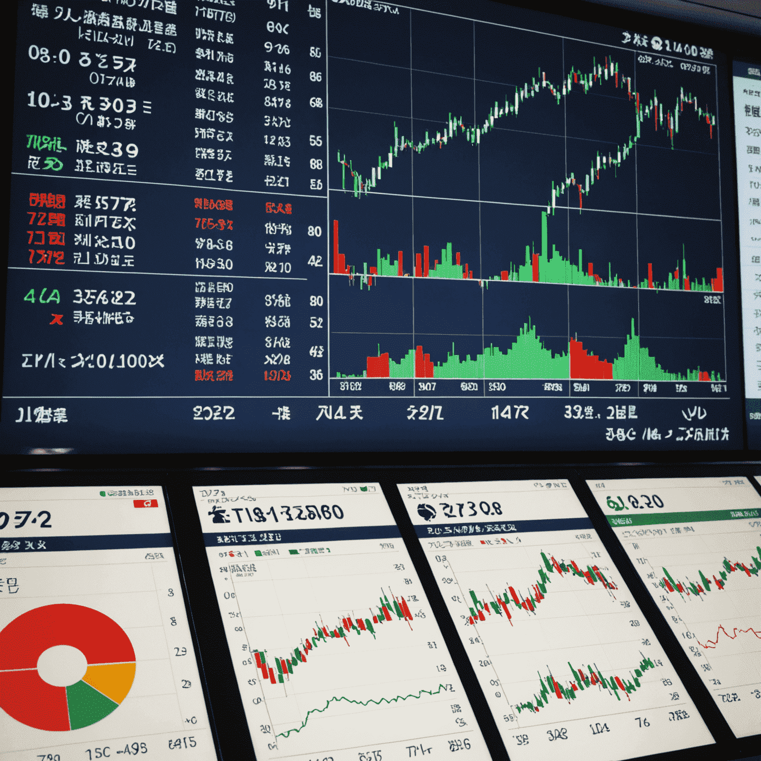 Tokyo stock exchange board with Japanese financial symbols and charts